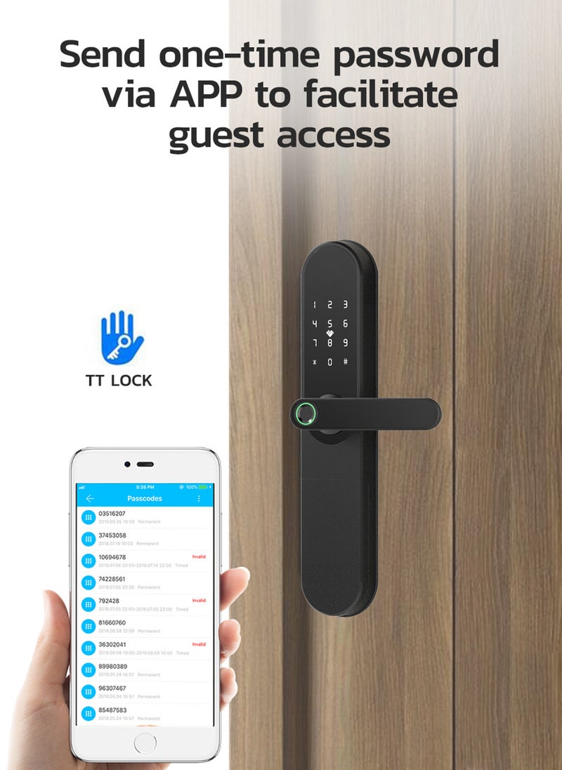Sharpdo - Smart Fingerprint Electronic Door Lock with Bluetooth - Versatile Access via Fingerprint, Card, Key & Password - Ideal for Home, Apartment, Office, and Hotel Security - Image 1