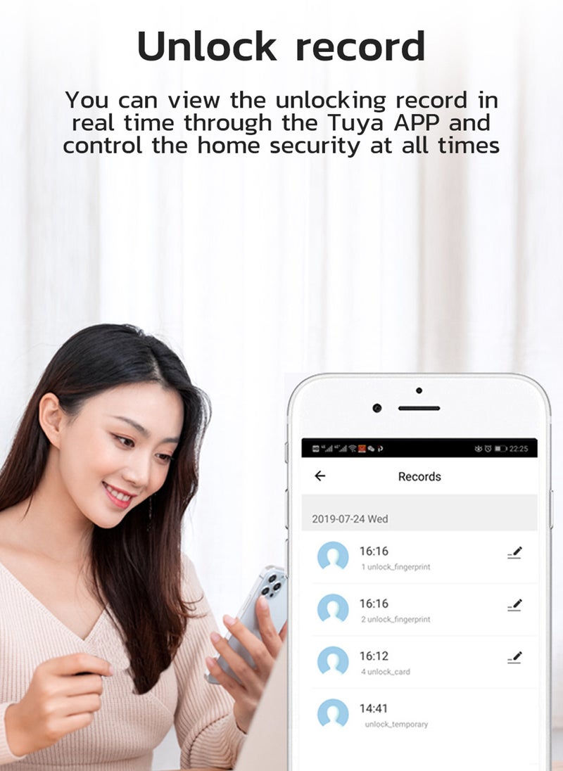 Sharpdo - Smart Fingerprint Electronic Door Lock with Bluetooth - Versatile Access via Fingerprint, Card, Key & Password - Ideal for Home, Apartment, Office, and Hotel Security - Image 1