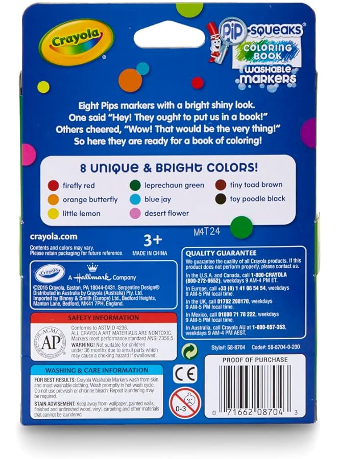 كرايولا أقلام تحديد قابلة للغسل من بيب سكويكس متعددة الألوان Cy58 8704 - Image 5