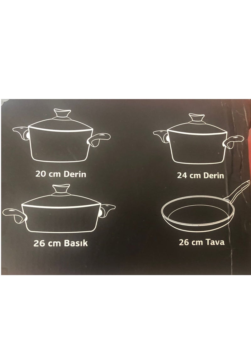 Granite Non Stick Cookware Set Grey - Image 3
