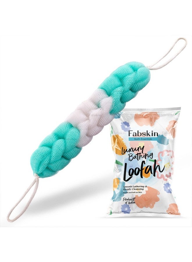 Fabskin Fabskin Luxury Back Scrubber Loofah Belt for Bathing For Men and Women - Strechable 9 Knots Bath Sponge (AQUA GREEN) - Image 1