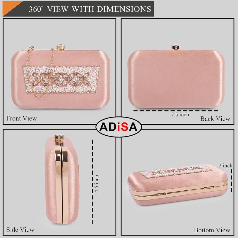 ADISA Beaded formal party clutch with gold chain for women and girls - Image 2