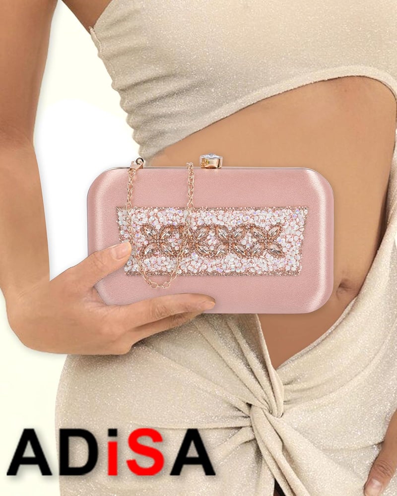 ADISA Beaded formal party clutch with gold chain for women and girls - Image 5