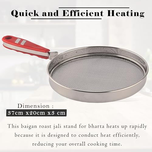 Kuber Industries Pack of 2 Roti Grill Jali for Gas Stove | Papad & Phulka Roasting Net for Kitchen Cooking | Stainless Steel Barbeque & Bharta Pan - Image 3