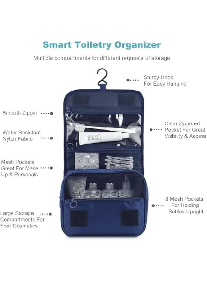 HOOKOR Travel Set,Multi functional travel storage bag, High Quality Waterproof Portable Man Bag,Men's Travel Toiletries Bag,Women Cosmetic Organizer Pouch Hanging Wash Bags,Bathroom Shower Bag (Blue) - Image 3