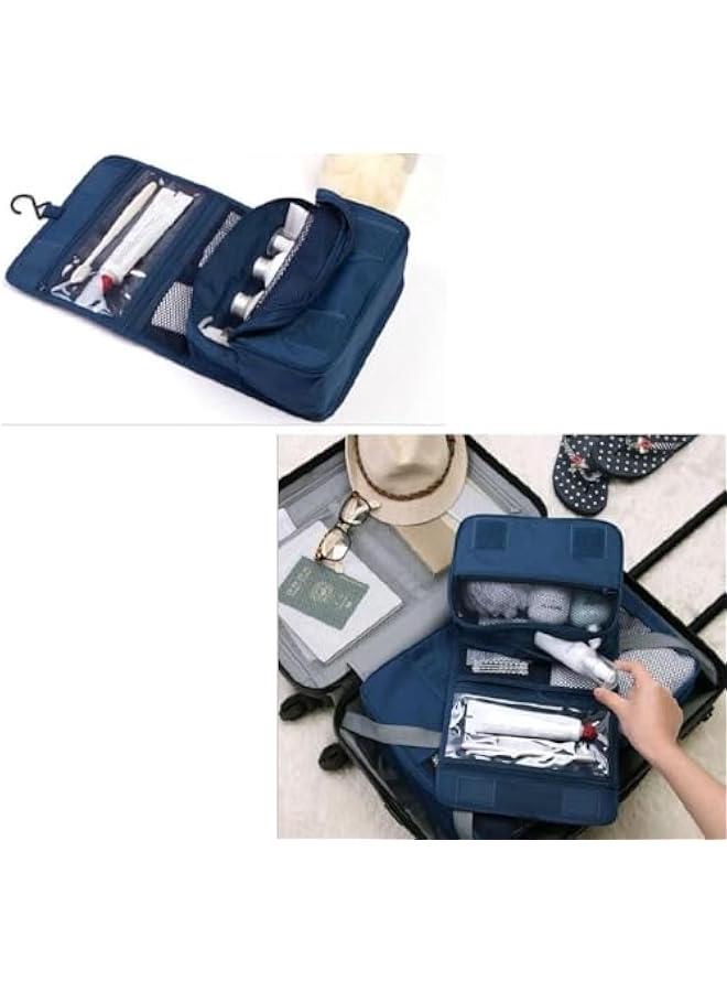 HOOKOR Travel Set,Multi functional travel storage bag, High Quality Waterproof Portable Man Bag,Men's Travel Toiletries Bag,Women Cosmetic Organizer Pouch Hanging Wash Bags,Bathroom Shower Bag (Blue) - Image 4