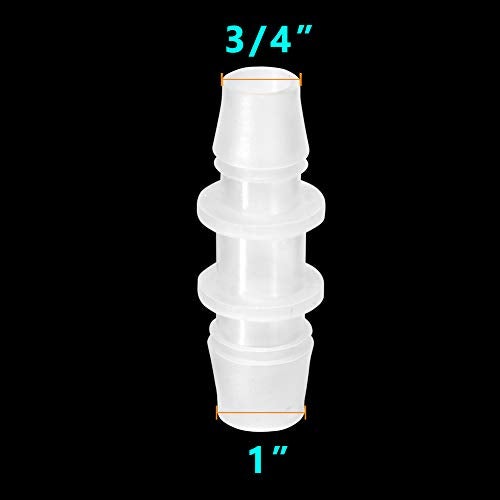 Feelers Plastic Hose Barb Reducer Fitting, 1" to 3/4" Barb Hose ID, Reducing Barbed Connectors Mender Splicer Union for Air Water Fuel (Pack of 5) - Image 2