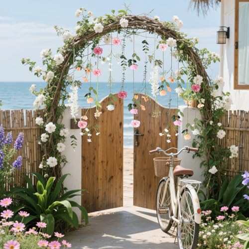 Foxtell 38 Pcs DIY Artificial Wildflower Garland Hanging Flowers Set Chrysanthemum Rose Eucalyptus Daisy Larkspur Flower Garlands Hanging Spring Wildflower Garlands for Baby's Breath Wedding - Image 4