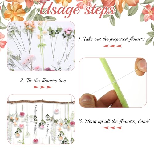 Foxtell 38 Pcs DIY Artificial Wildflower Garland Hanging Flowers Set Chrysanthemum Rose Eucalyptus Daisy Larkspur Flower Garlands Hanging Spring Wildflower Garlands for Baby's Breath Wedding - Image 3