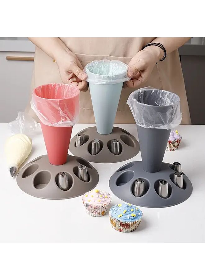 1 Gray Durable Plastic Piping Bag and Tips Holder for Cake Decorating Baking Tools Home Kitchen Accessories Holidays Birthdays Weddings - Image 1