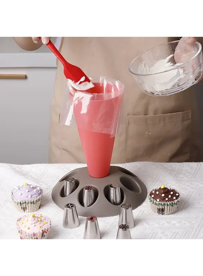 1 Gray Durable Plastic Piping Bag and Tips Holder for Cake Decorating Baking Tools Home Kitchen Accessories Holidays Birthdays Weddings - Image 5