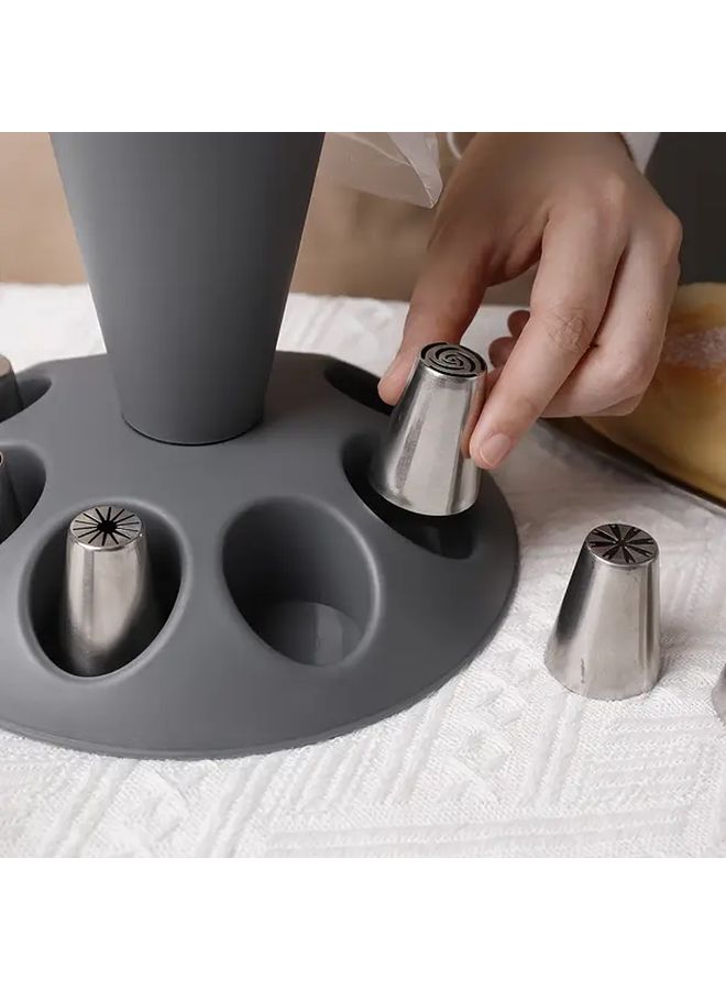 1 Gray Durable Plastic Piping Bag and Tips Holder for Cake Decorating Baking Tools Home Kitchen Accessories Holidays Birthdays Weddings - Image 3