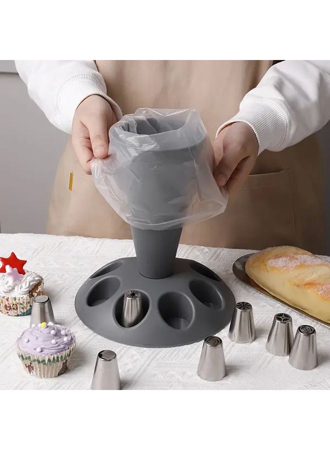 1 Gray Durable Plastic Piping Bag and Tips Holder for Cake Decorating Baking Tools Home Kitchen Accessories Holidays Birthdays Weddings - Image 2