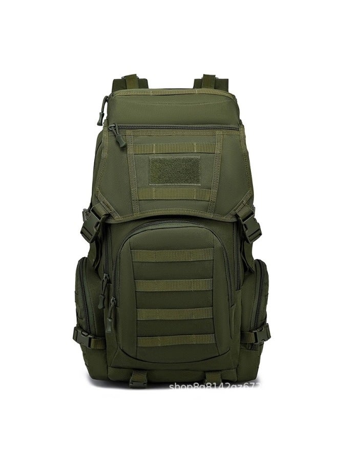 O'Carley Outdoor Army Fan Backpack Oxford Cloth Travel Bag Backpack Large Capacity Tactical Function Hiking Mountaineering Bag-Color:Military Green-Capacity:36-55L - Image 1