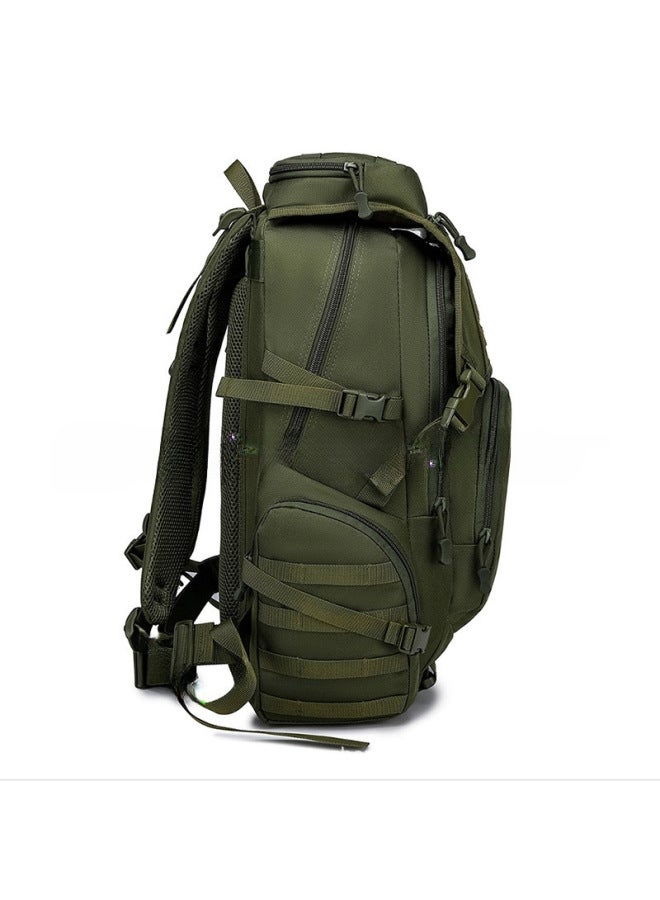 O'Carley Outdoor Army Fan Backpack Oxford Cloth Travel Bag Backpack Large Capacity Tactical Function Hiking Mountaineering Bag-Color:Military Green-Capacity:36-55L - Image 5