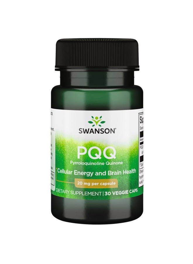 SWANSON Pqq Pyrroloquinoline Quinone 20 Milligrams 30 Veg Capsules - Image 1
