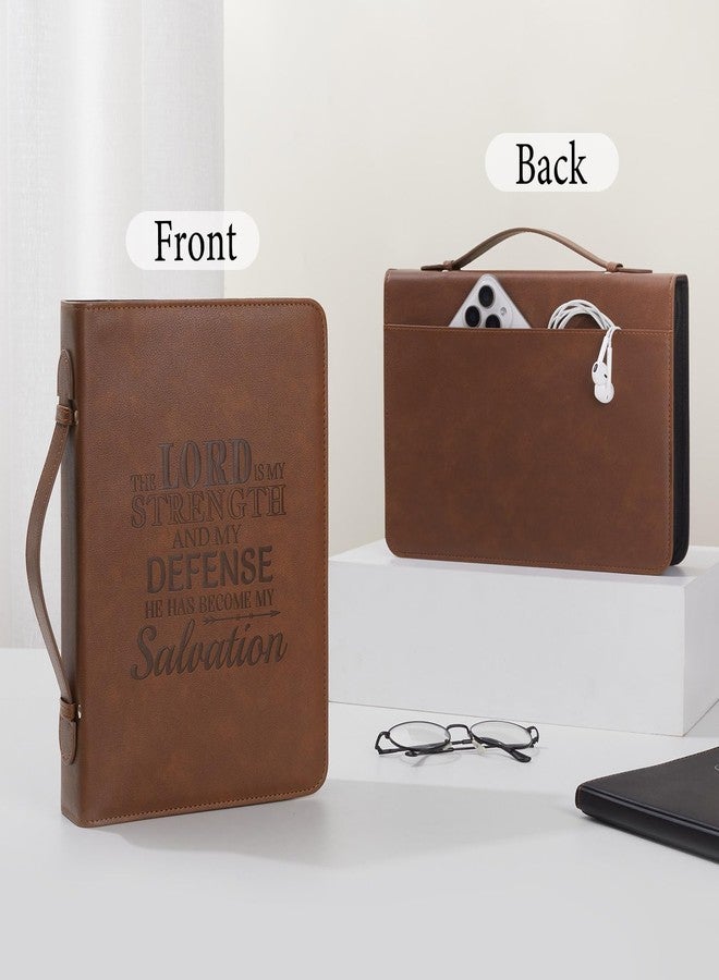 ICOSY Bible Cover Cases for Men PU Leather Bible Carrying Cases Bible Study Supplies with Detachable Wrist Strap - Image 3