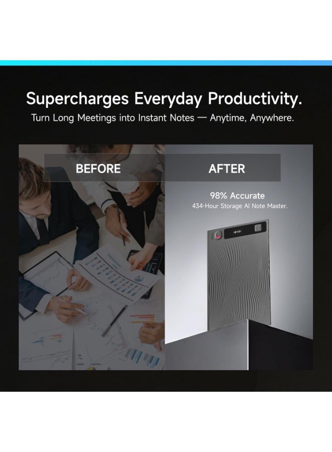 Mobvoi TicNote AI Voice Recorder Dual Mic, Noise Cancellation, 64GB Storage, 22-Hour Battery Life, Grey (Model:NE-79) - Image 2