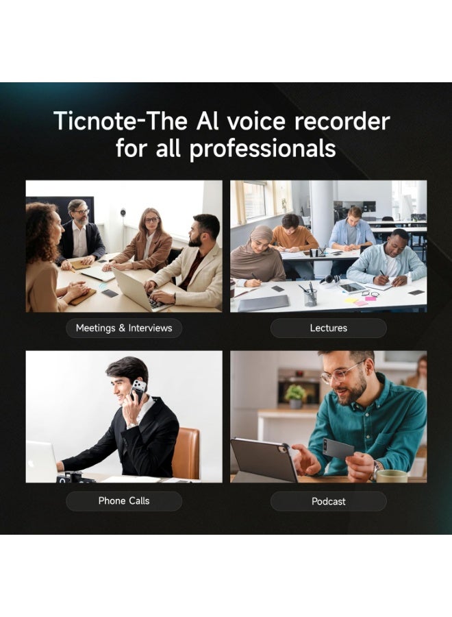 Mobvoi TicNote AI Voice Recorder Dual Mic, Noise Cancellation, 64GB Storage, 22-Hour Battery Life, Grey (Model:NE-79) - Image 5