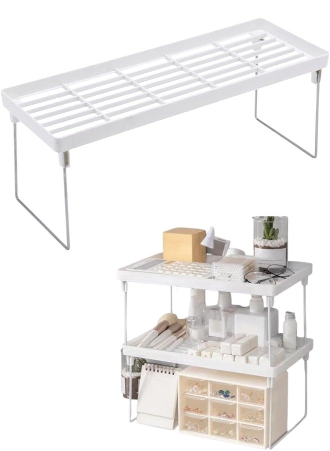 Happy Home Multipurpose Stackable Desktop Shelf Organizer, Kitchen Spice Rack, Adjustable Desktop Display Shelf, Tabletop Bookshelf, School, Office, College Dorm Organization 14 x 38 x 17 cm  - Image 1