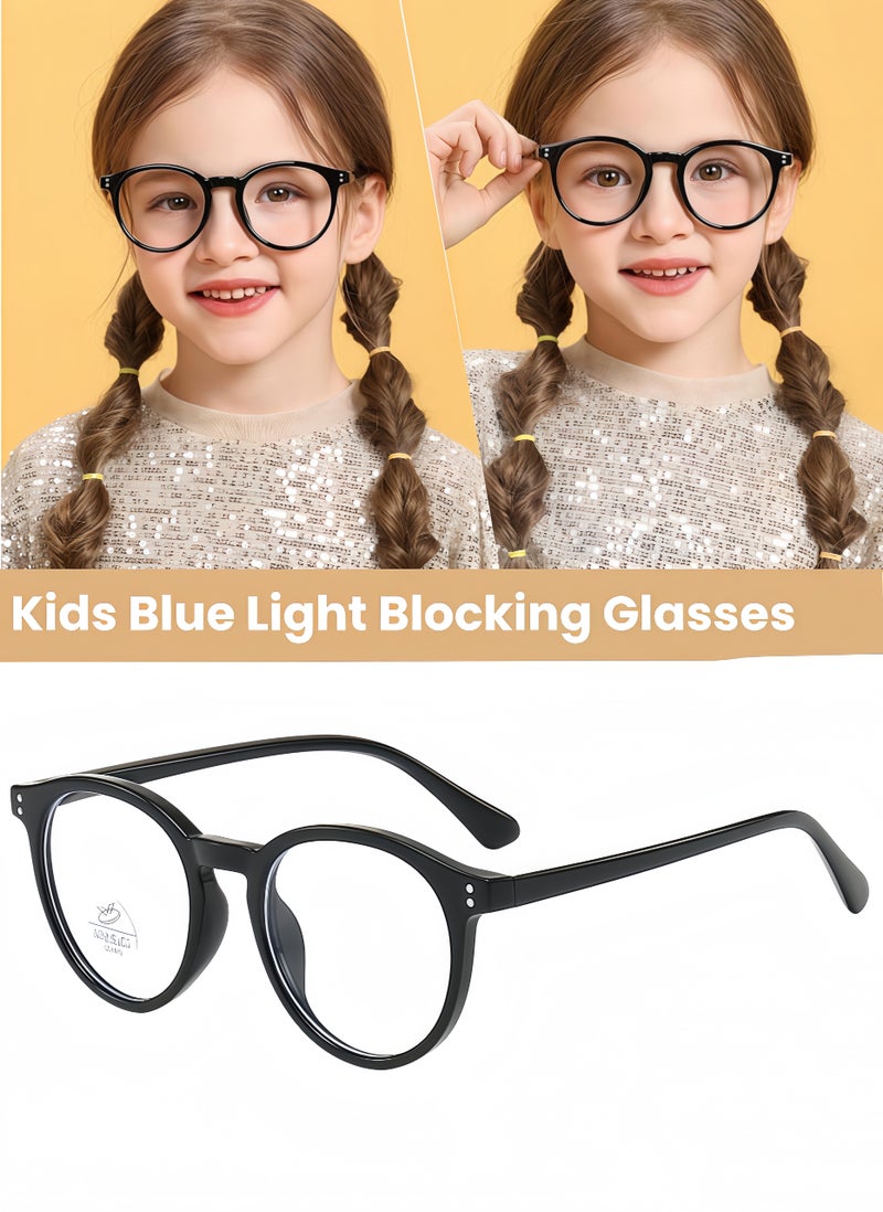 Kids Blue Light Blocking Glasses For Girls Boys Clear Computer Blocking Glasses For Boys Girls Age 4-10 (Black) - Image 1
