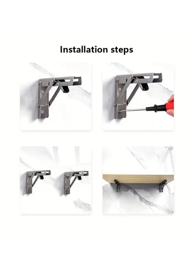 Large Heavy Duty Stainless Steel Triangle Wall Shelf Bracket Right Angle Folding Mounting - Image 5