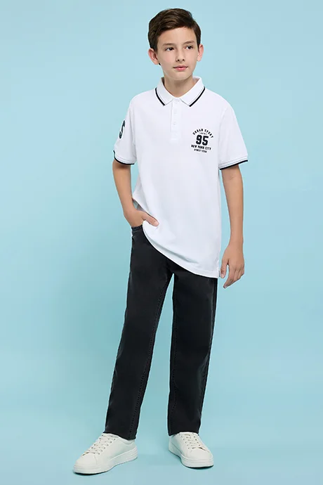 أر أند بي Print Detail Polo T-Shirt with Short Sleeves