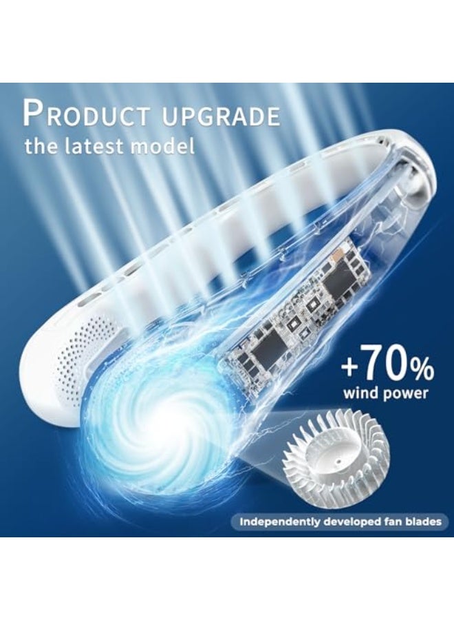 نيبمينينت مروحة عنق فري سارة، مروحة شخصية محمولة، رياح قوية، 5200 مللي أمبير، حجم الهواء، تبريد بزاوية 360°، لا التواء للشعر، حجم الهواء من الجانبين، غير قابلة للانزلاق، شحن سريع، وقت استخدام طويل، هدية للأب، الأباء، النساء - Image 2