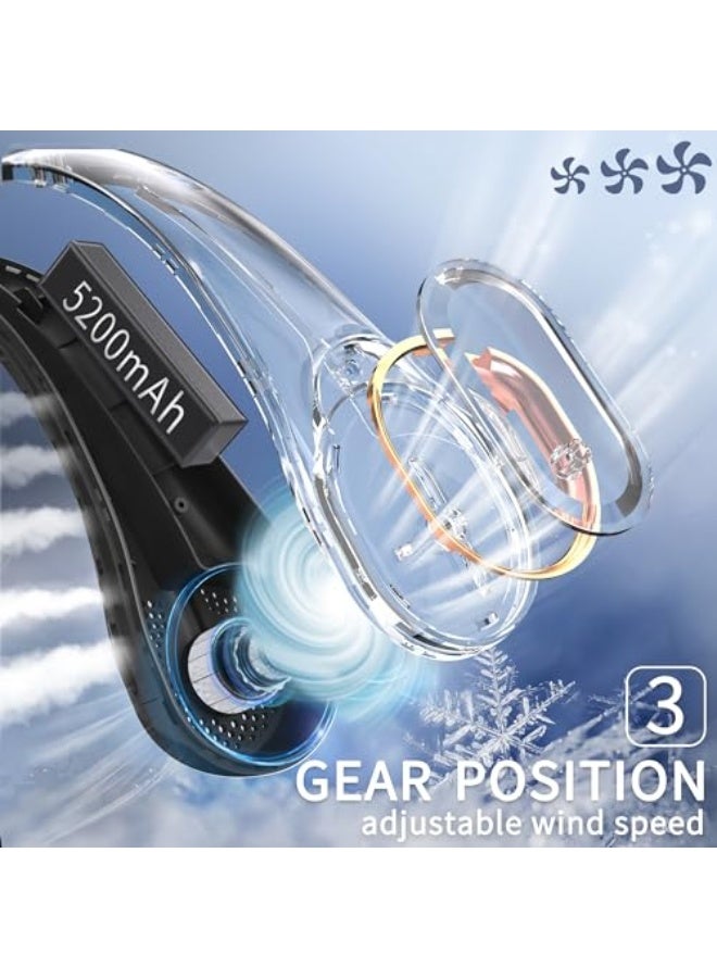 نيبمينينت مروحة عنق فري سارة، مروحة شخصية محمولة، رياح قوية، 5200 مللي أمبير، حجم الهواء، تبريد بزاوية 360°، لا التواء للشعر، حجم الهواء من الجانبين، غير قابلة للانزلاق، شحن سريع، وقت استخدام طويل، هدية للأب، الأباء، النساء - Image 4