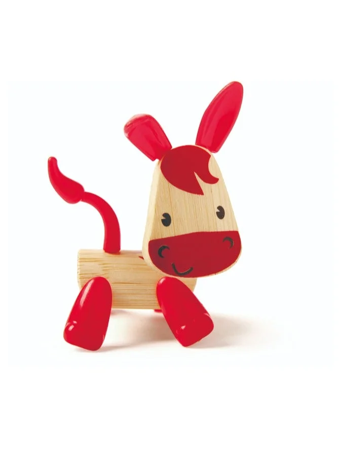 هيب Hape Mini-Mals Donkey Wooden Animal Figure for Kids, Bamboo Pretend Play Toy with Adjustable Parts, Encourages Imaginative Role Play & Fine Motor Skills, Compact Toy for Ages 3 Years+