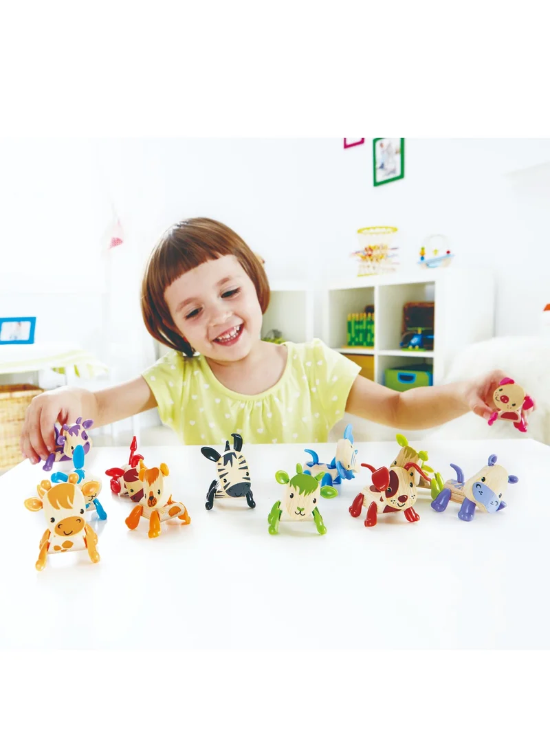 هيب Hape Mini-Mals Donkey Wooden Animal Figure for Kids, Bamboo Pretend Play Toy with Adjustable Parts, Encourages Imaginative Role Play & Fine Motor Skills, Compact Toy for Ages 3 Years+