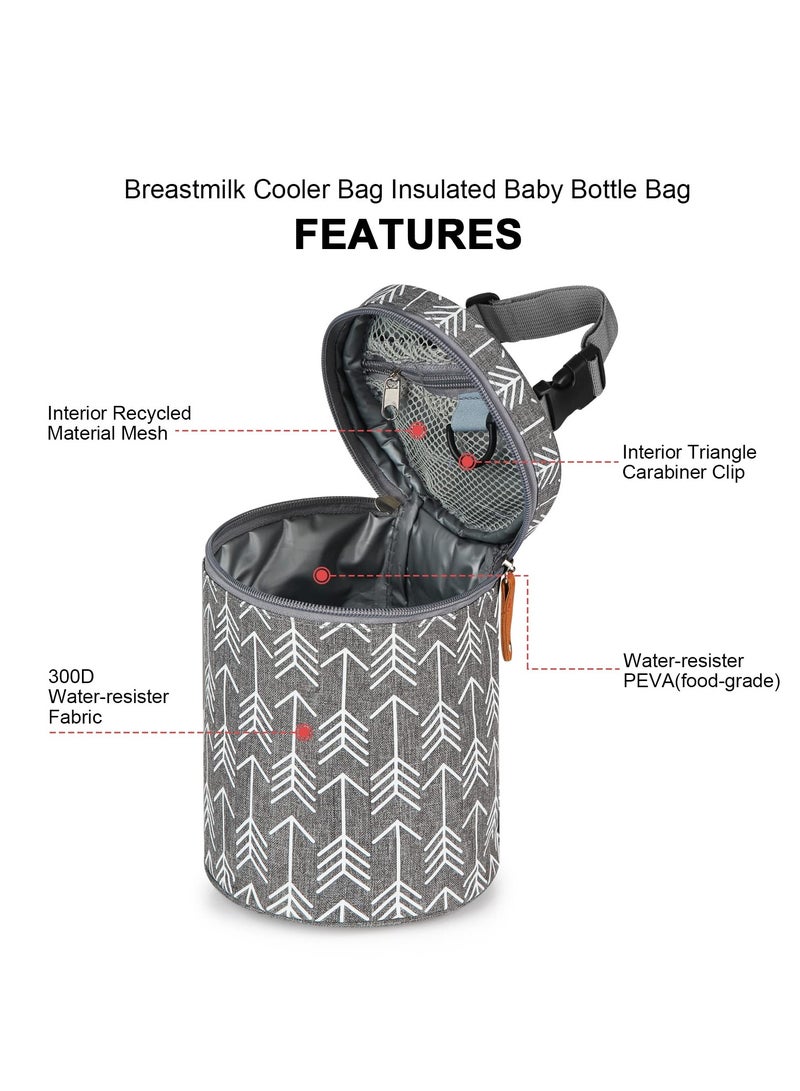 KASTWAVE Bottle Bag Breastmilk Cooler Bag Travel, Insulated Baby Bottle Cooler Tote Bags, Baby Bottle Bag with Shoulder Strap for Nursing Mom Daycare, Cream, dark gray  - Image 3