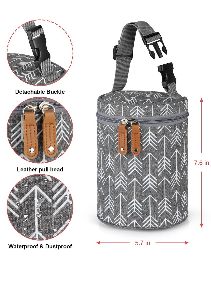 KASTWAVE Bottle Bag Breastmilk Cooler Bag Travel, Insulated Baby Bottle Cooler Tote Bags, Baby Bottle Bag with Shoulder Strap for Nursing Mom Daycare, Cream, dark gray  - Image 5