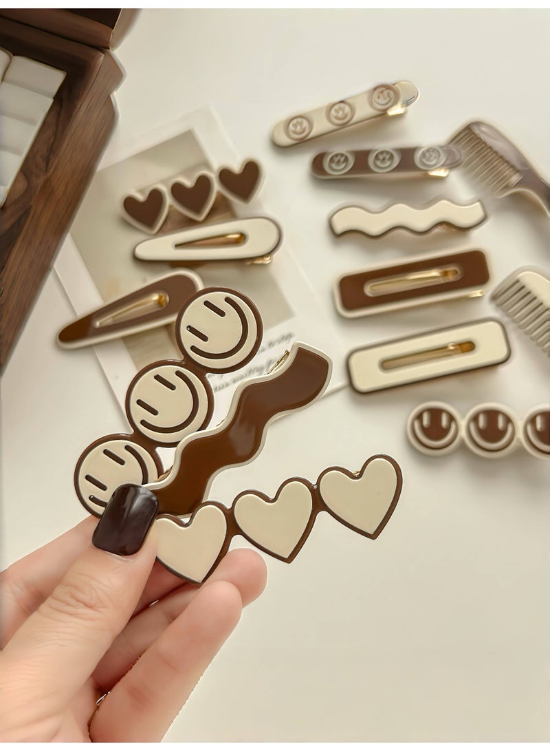 Paraphrase 14-Piece Cute Hair Clip Set – Unique Cartoon-Inspired Barrettes with Smile, Heart & Comb Designs | Stylish Hair Accessories for Daily Looks  - Image 2