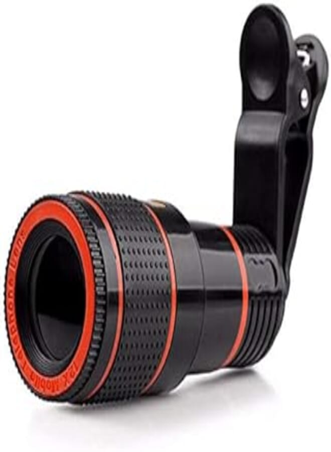 Universal Clip-on 8x Optical Zoom HD Telescope Camera Lens Black