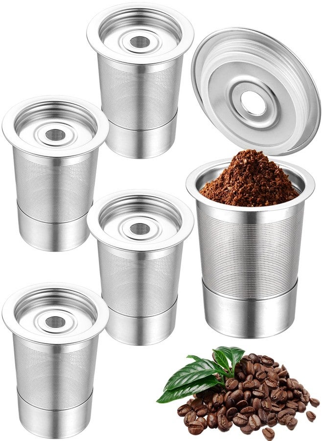 YEXEXINM عبوة من 5 كبسولات قهوة قابلة لإعادة الاستخدام لماكينات قهوة نينجا PB051 و CFP101/PB041، مصنوعة من الفولاذ المقاوم للصدأ 304، مزودة بفلاتر دائمة، ملحقات قهوة متوافقة مع ماكينات قهوة نينجا. - Image 1