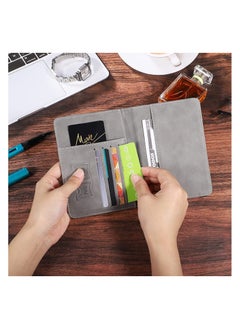 KHAJUL Passport Travel Holder Cover Case with Elastic Strap, PU Leather Rfid Blocking Document Organizer Protector, For Credit & Id Cards, Boarding Passes (Grey)  - Image 3