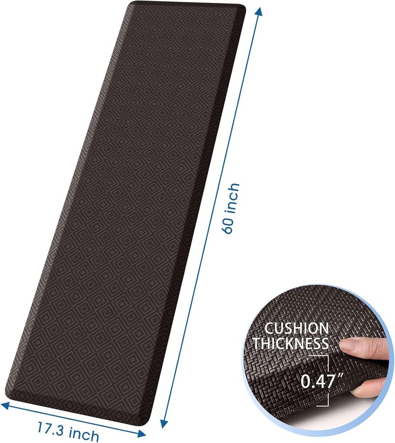 Mattitude Kitchen Mat Cushioned Anti-Fatigue Floor Mat Water Resistant Non-Slip Mats and Rugs Standing and Comfort Desk Mats for House Sink Office Laundry (Chocolate, 17.3"x60") - Image 2