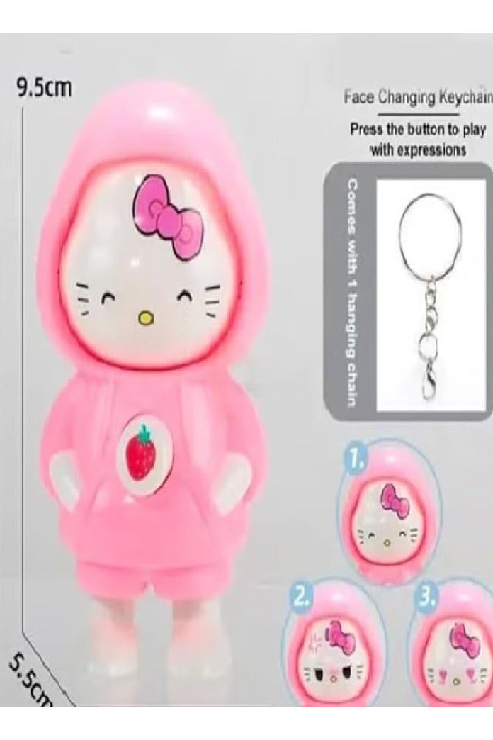 سلسلة مفاتيح على شكل لعبة متغيرة الوجه، حامل مفاتيح بشخصية كرتونية هالو كيتي، هدية وديكور - Image 2