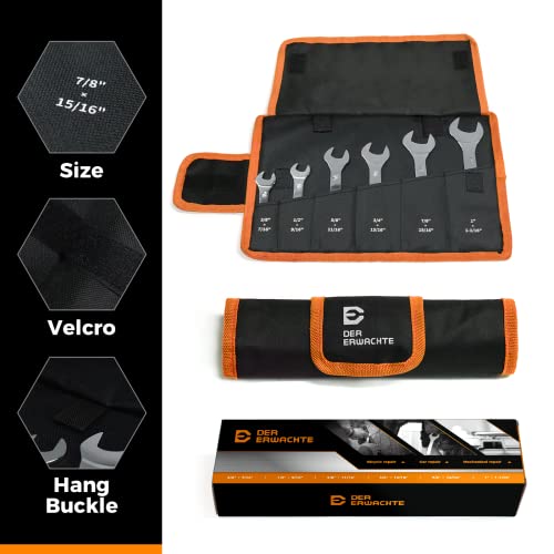 Der Erwachte Super-Thin Open End Wrench Set, SAE, 6-Piece, Including 3/8", 7/16", 1/2", 9/16", 5/8"，11/16", 3/4", 13/16", 7/8", 15/16", 1", 1-1/16", Slim Wrench Set with Rolling Pouch - Image 4