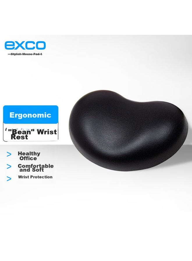 Exco Black Waterproof Mouse Pad Wrist Rest Small Size Wrist Support Palm Rest Computer Office Mouse Hand Rest Pu Leather Silicone Wrist Pad 3510 - Image 1