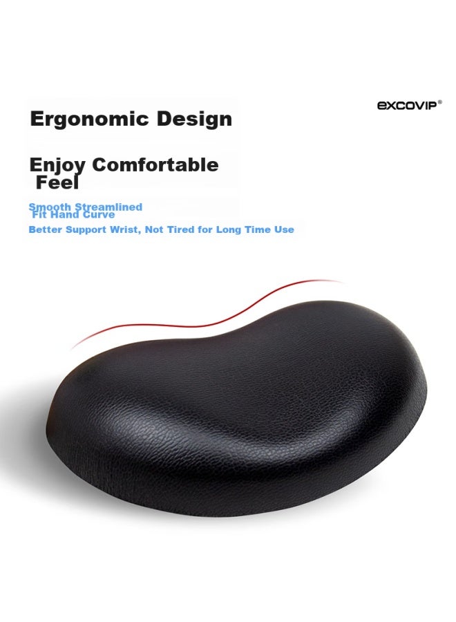 Exco Black Waterproof Mouse Pad Wrist Rest Small Size Wrist Support Palm Rest Computer Office Mouse Hand Rest Pu Leather Silicone Wrist Pad 3510 - Image 2