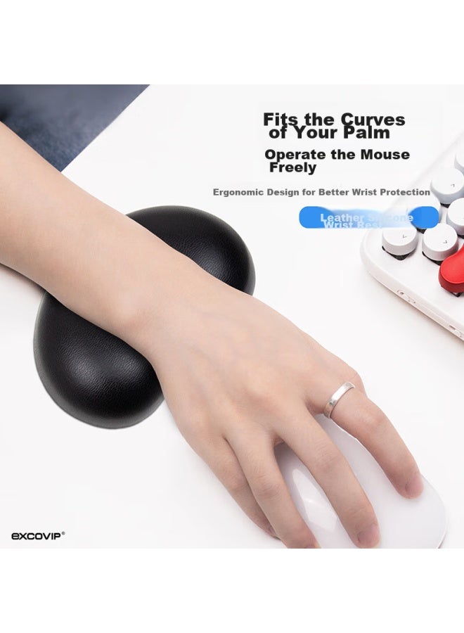 Exco Black Waterproof Mouse Pad Wrist Rest Small Size Wrist Support Palm Rest Computer Office Mouse Hand Rest Pu Leather Silicone Wrist Pad 3510 - Image 4