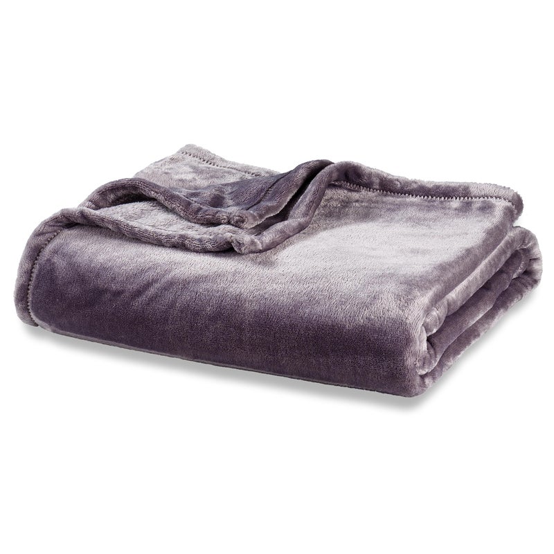 Berkshire Blanket Classic VelvetLoftÂ® Solid Bed Blanket Twin Size, Lightweight Soft Fuzzy Plush Blanket for Bed and Couch, Grey Heron, 60x92 Inches - Image 1