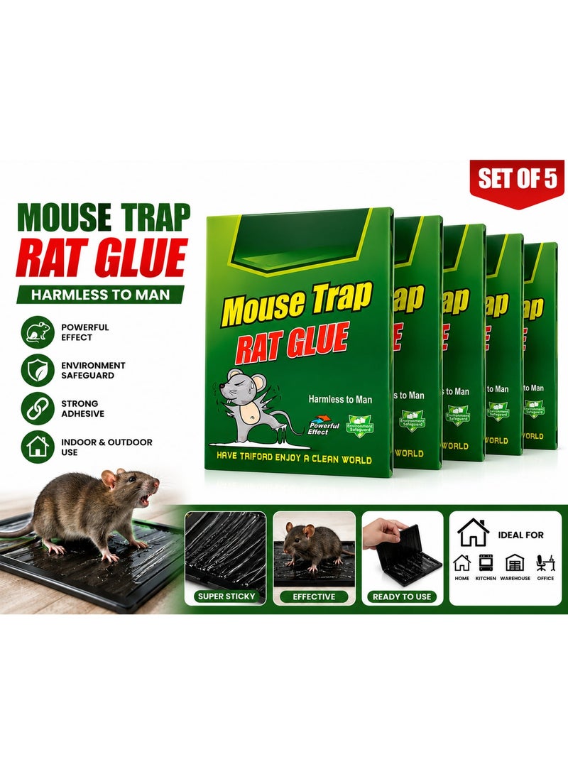 5-Pack Mouse Rat Glue Trap, Strongly Adhesive Sticky Glue Traps for Mice, Mouse Sticky Traps - Image 1