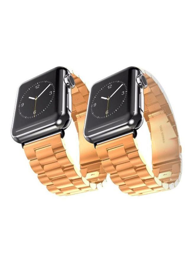 vesus 2-Piece Replacement Band For Apple Watch 42/44 mm 42-44millimeter Gold