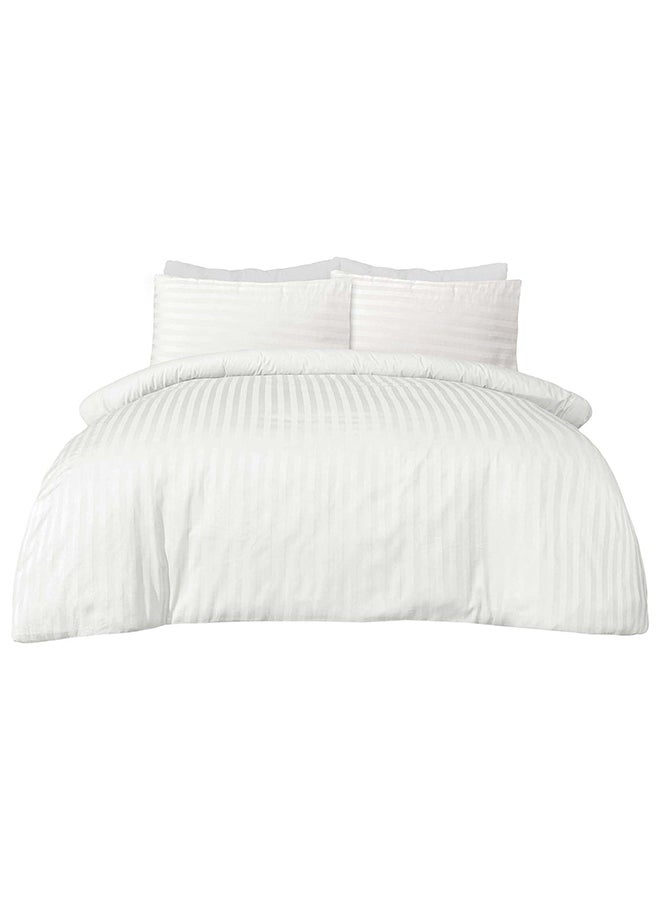 Hotel Collection مجموعة غطاء لحاف فردي أبيض مخطط من مجموعة الفنادق مع غطاء وسادة فردي 160x220 سم - Image 2