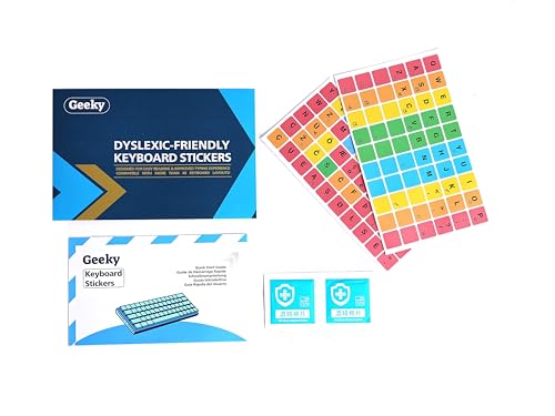 Geeky Dyslexic-Friendly Keyboard Stickers | Color-Coded | Ergonomically Designed for Faster and Accurate Typing | Compatible with Over 40 Keyboard Layouts (14 mm) - Image 4