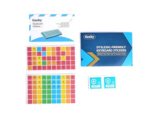 Geeky Dyslexic-Friendly Keyboard Stickers | Color-Coded | Ergonomically Designed for Faster and Accurate Typing | Compatible with Over 40 Keyboard Layouts (14 mm) - Image 1