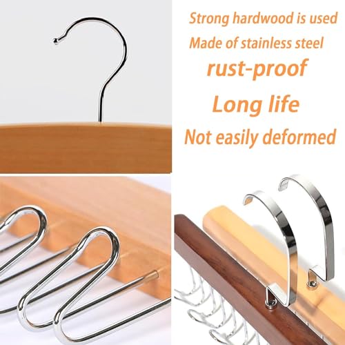Entisia Wooden Hanger - Multipurpose Adjustable 8 Hooks Closet Wooden Hanger for Lingerie, Belt, Scarf, Tie, Garments, Perfect Storage Holder Organizer Hangers for Wardrobe and Cupboard (28X19CM, 6) - Image 5